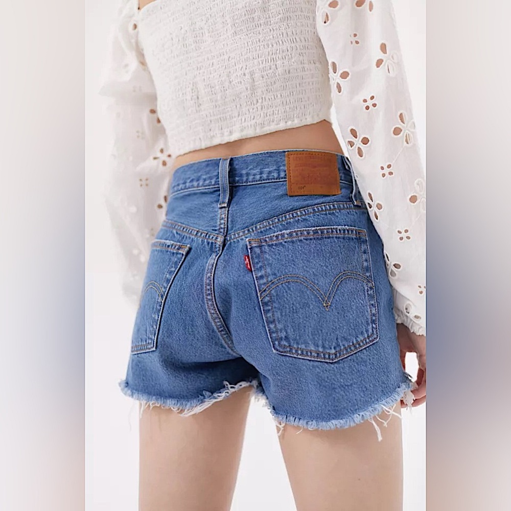 NWT Levi’s 501 Original Cutoff Denim Short - Vintage Denim Medium Distressed